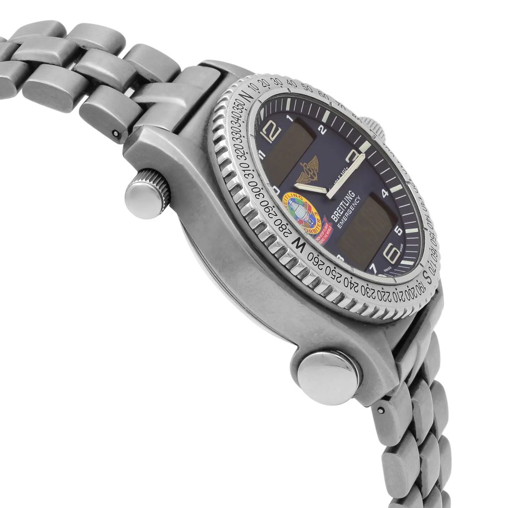 View Of Opposite Crown Facing Side Of Breitling E56321 Titanium Watch Pre Owned Condition