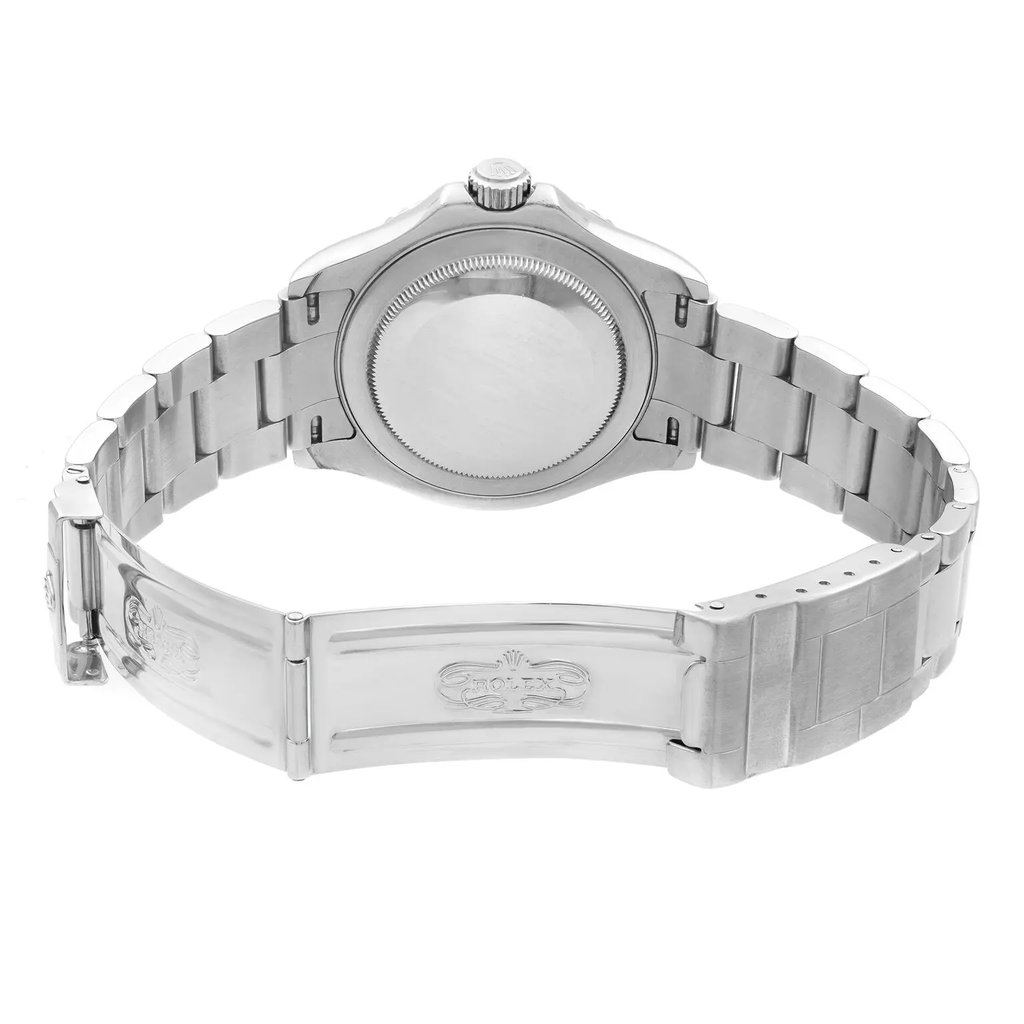 Back View Of Solid Back Case And Open Platinum,Stainless Steel Band Of Rolex 16622 Watch Pre Owned Condition