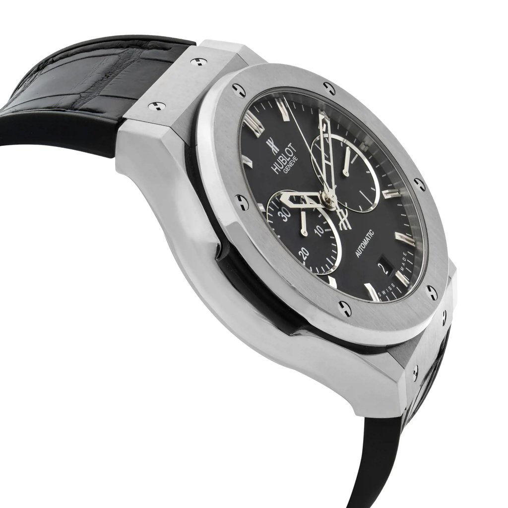View Of Opposite Crown Facing Side Of Hublot 521.NX.1170.LR Titanium Watch Pre Owned Condition