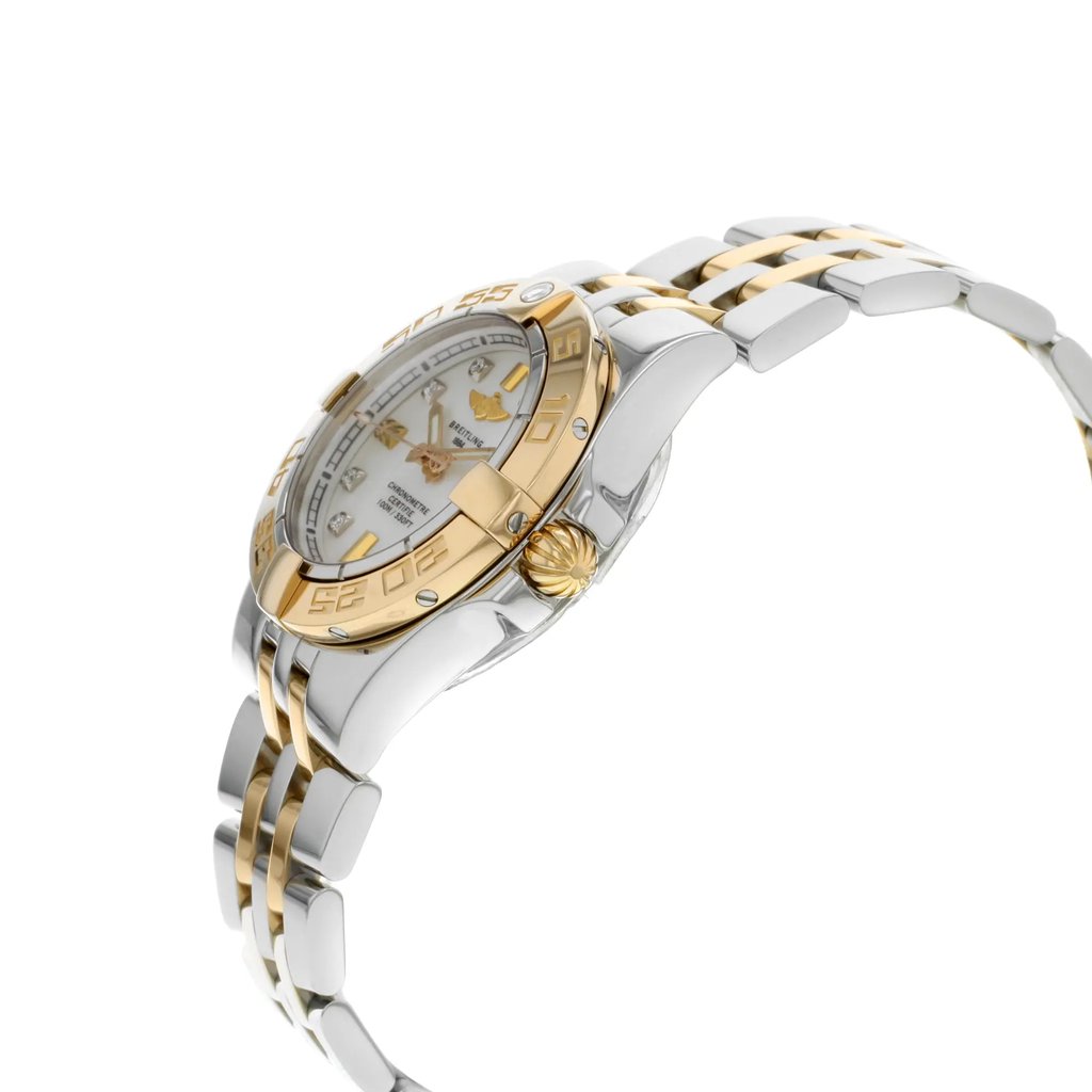 View Of Crown Facing Side Of Breitling C71340L2/A715-TT Stainless Steel Watch Display Model Condition