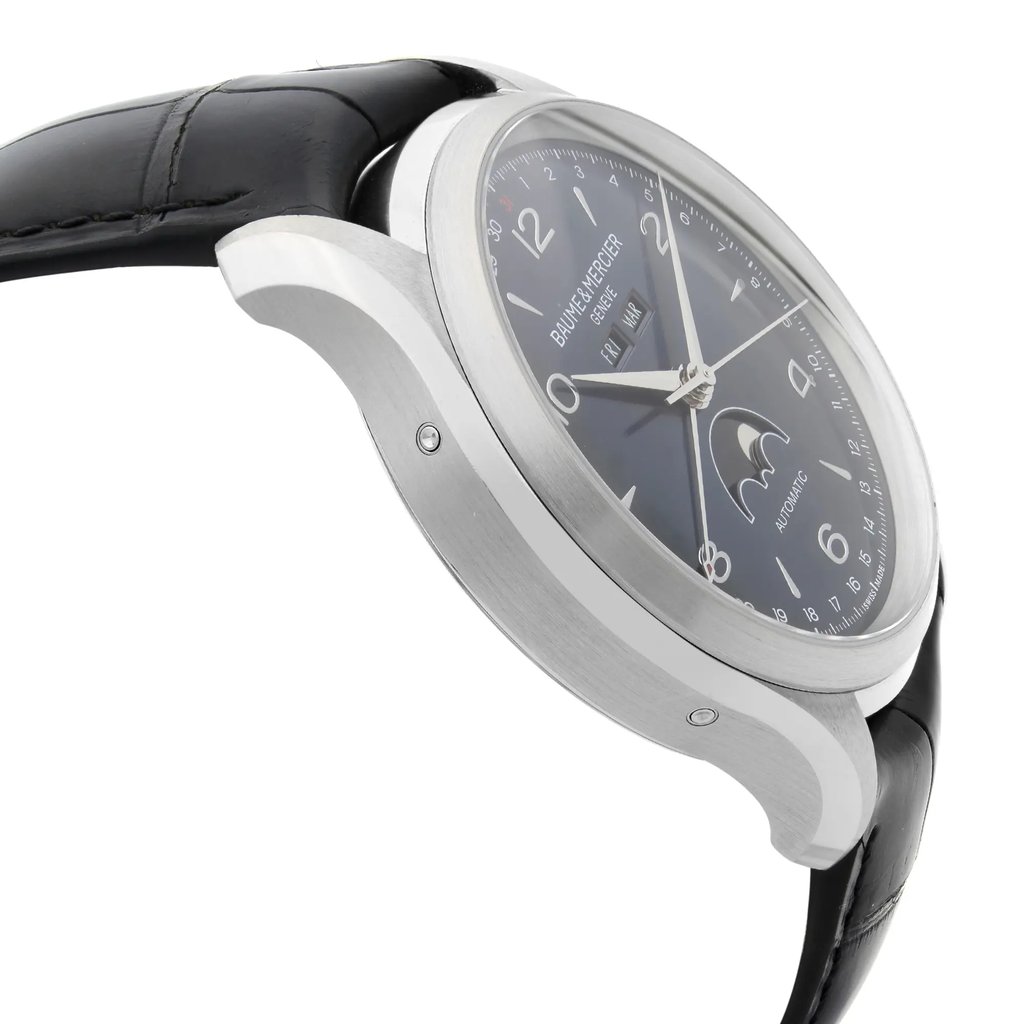 View Of Opposite Crown Facing Side Of Baume & Mercier MOA10057 Stainless Steel Watch Display Model Condition