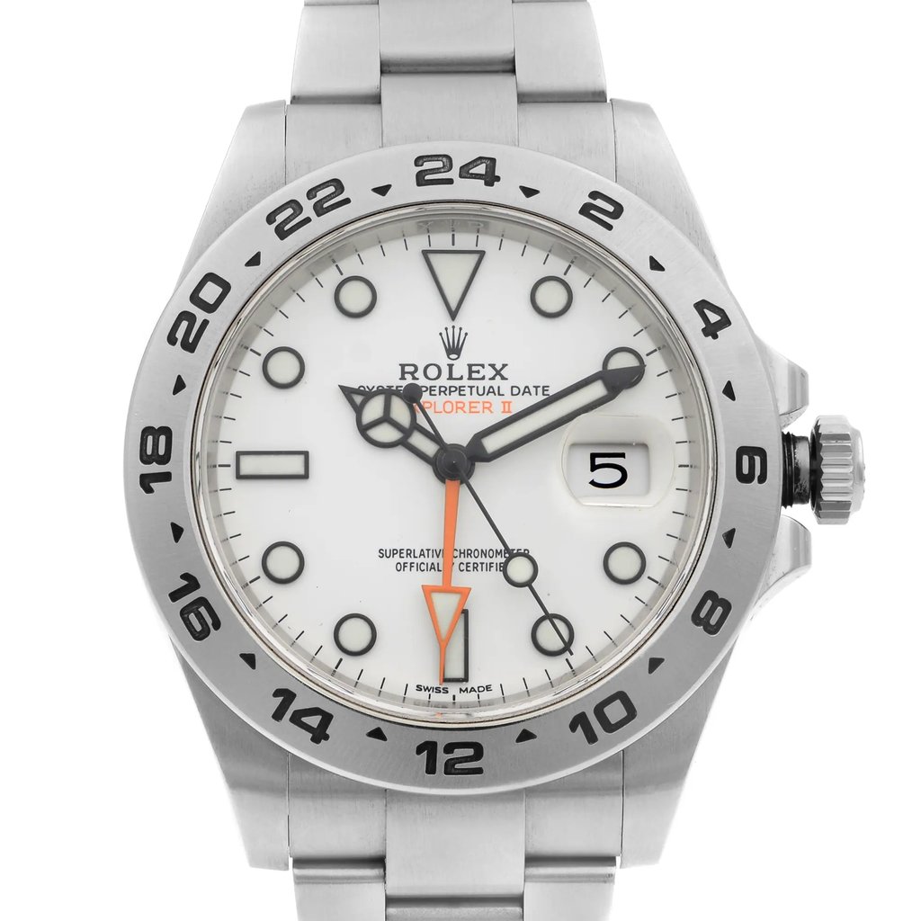 Up Close Front Facing Picture Of Rolex 216570 Stainless Steel Watch Pre Owned Condition