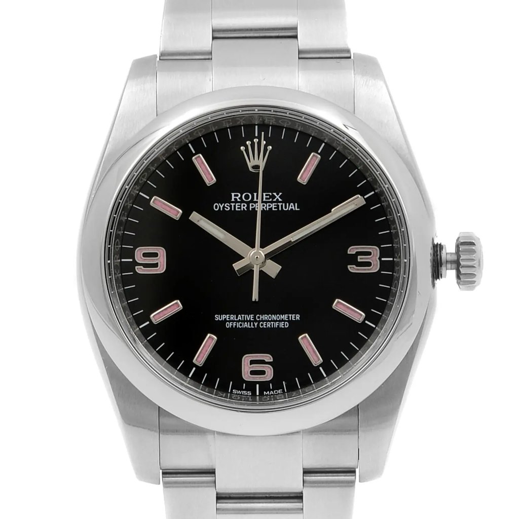 Up Close Front Facing Picture Of Rolex 116000 Stainless Steel Watch Pre Owned Condition