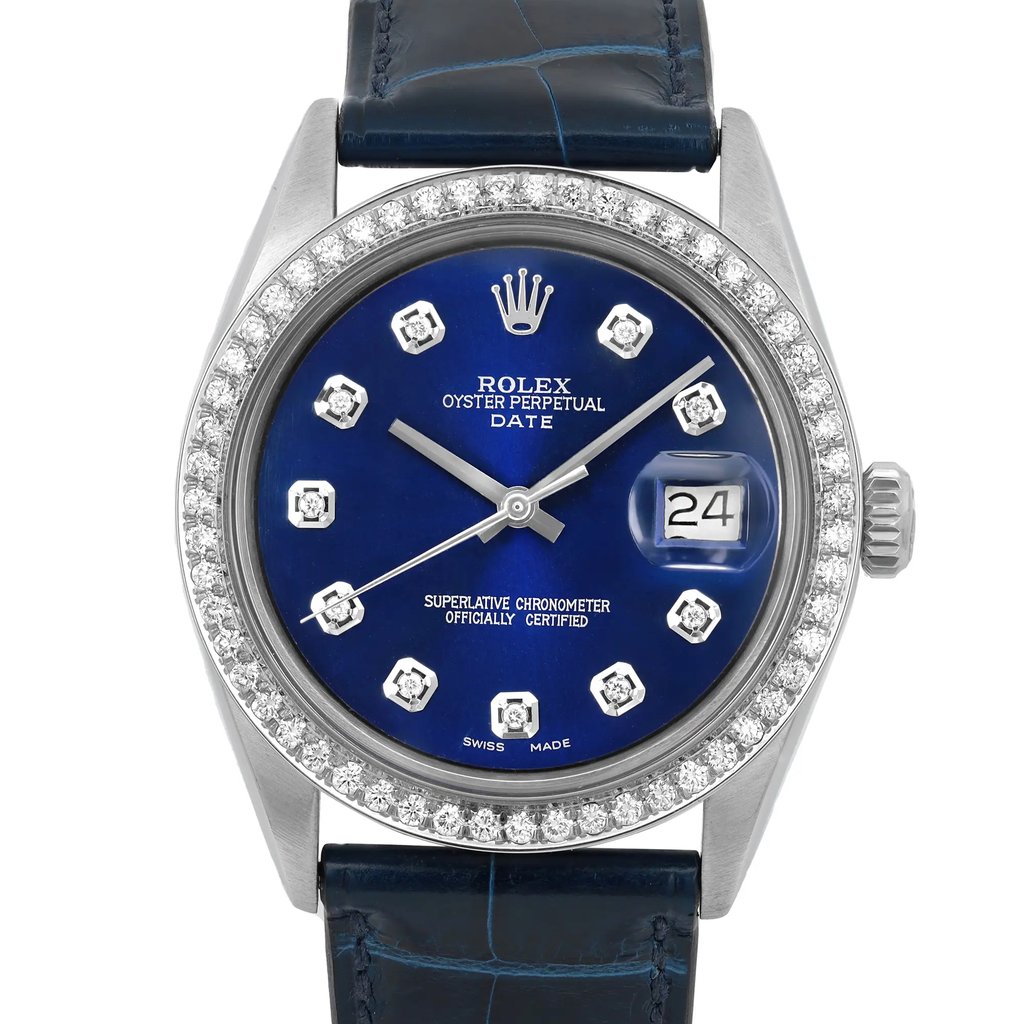 Up Close Front Facing Picture Of Rolex 1601 Stainless Steel Watch Pre Owned Condition