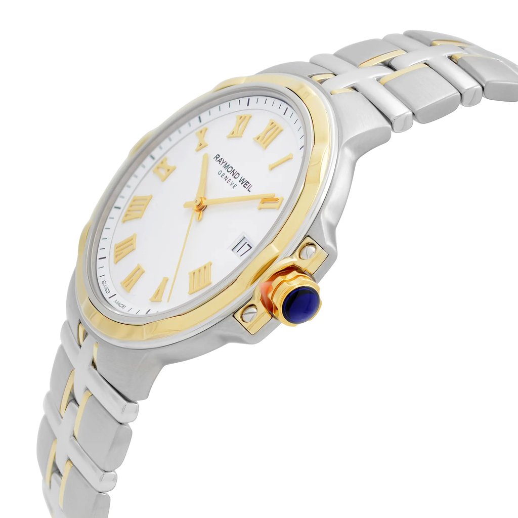 View Of Crown Facing Side Of RAYMOND WEIL 5580-STP-00308 Stainless Steel Watch Display Model Condition