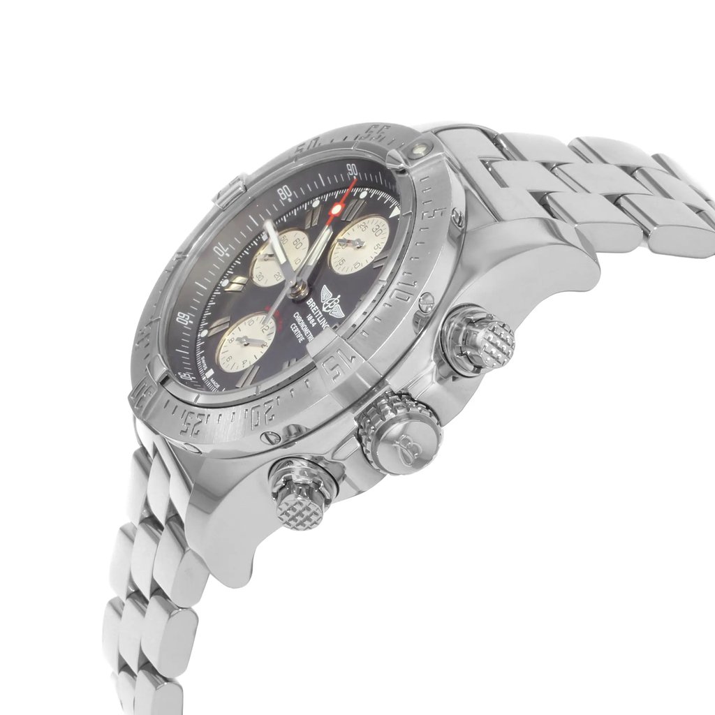 View Of Crown Facing Side Of Breitling A1338012/F548-132A Stainless Steel Watch Display Model Condition