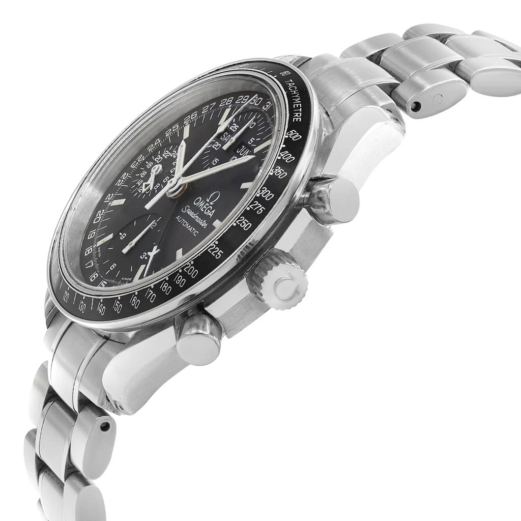 View Of Crown Facing Side Of OMEGA 3520.50.00 Stainless Steel Watch Pre Owned Condition