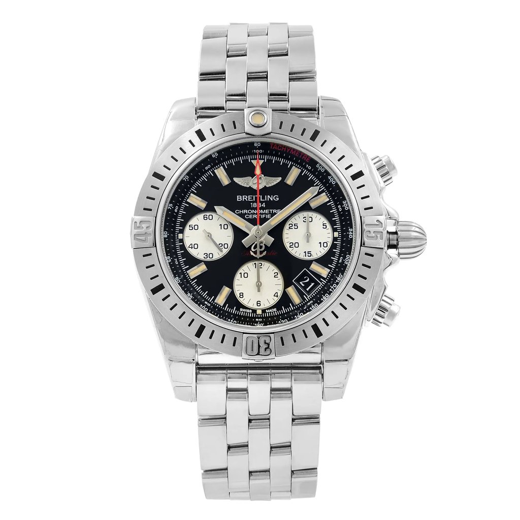 Front Full View Of Breitling AB01442J/BD26-378A Stainless Steel Watch Display Model Condition {Product Condition}