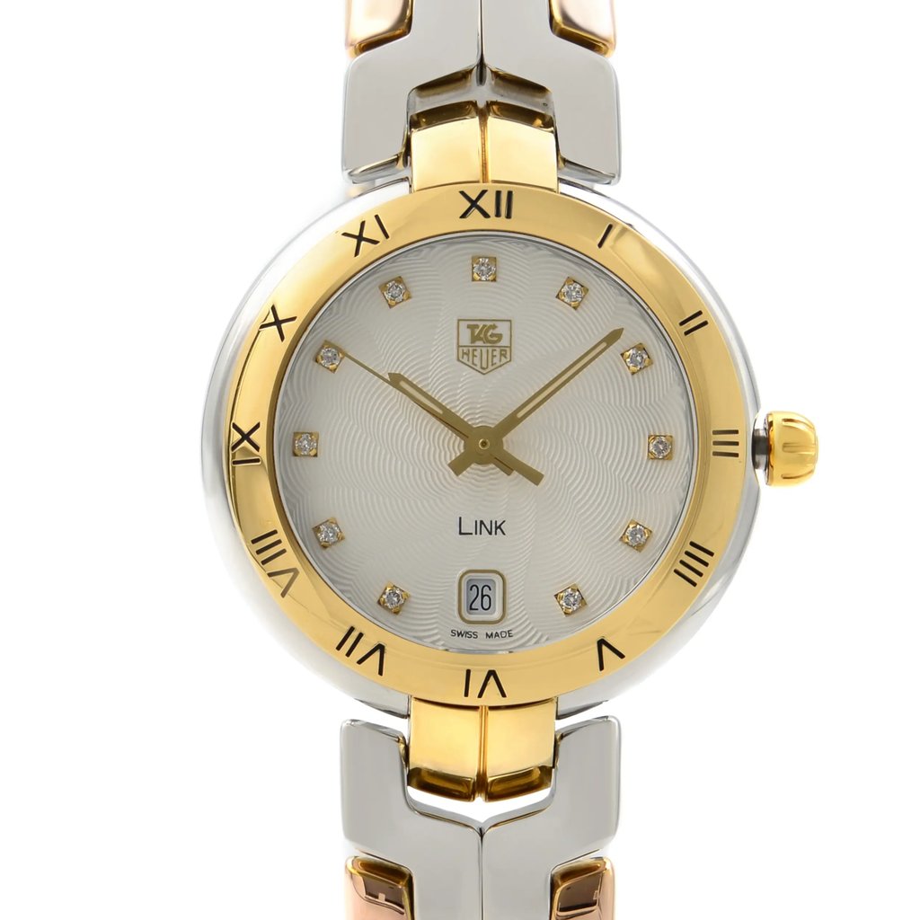 Up Close Front Facing Picture Of TAG Heuer WAT1350.BB0957 Stainless Steel Watch Pre Owned Condition