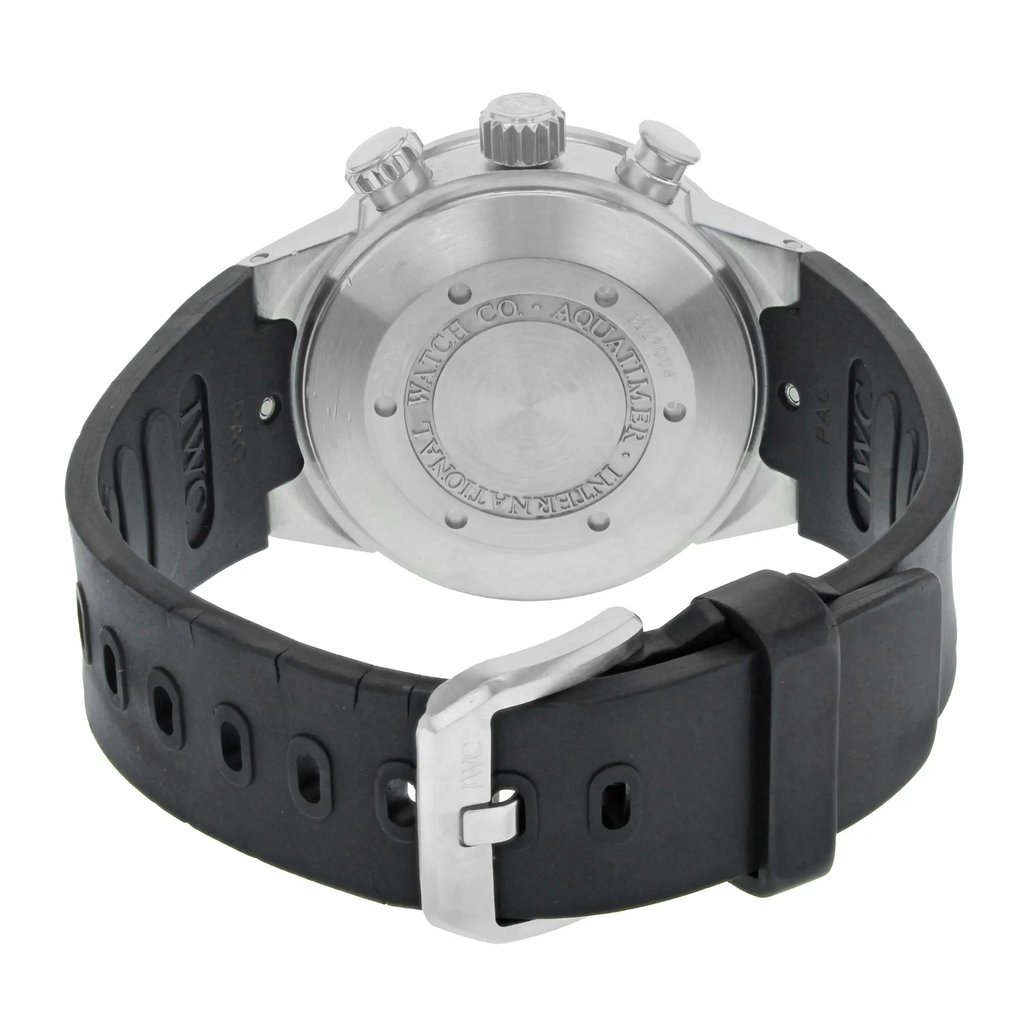 Back View Of {Caseback} Back Case And Closed Rubber Band Of IWC IW371933 Watch Pre Owned Condition