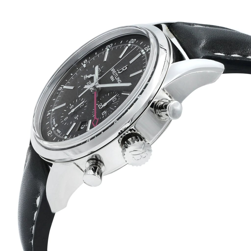 View Of Crown Facing Side Of Breitling AB045112/BC67-435X Stainless Steel Watch Display Model Condition