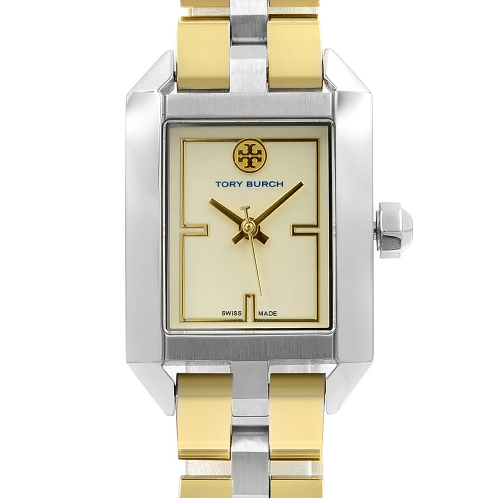 Up Close Front Facing Picture Of Tory Burch TB1102 Stainless Steel Watch Pre Owned Condition