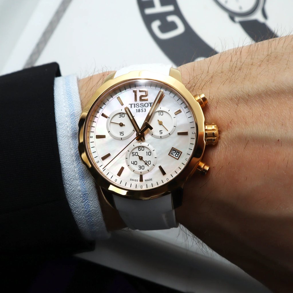Up Close Front Facing Picture Of Tissot T095.417.37.117.00 Stainless Steel Watch New With Defects Condition
