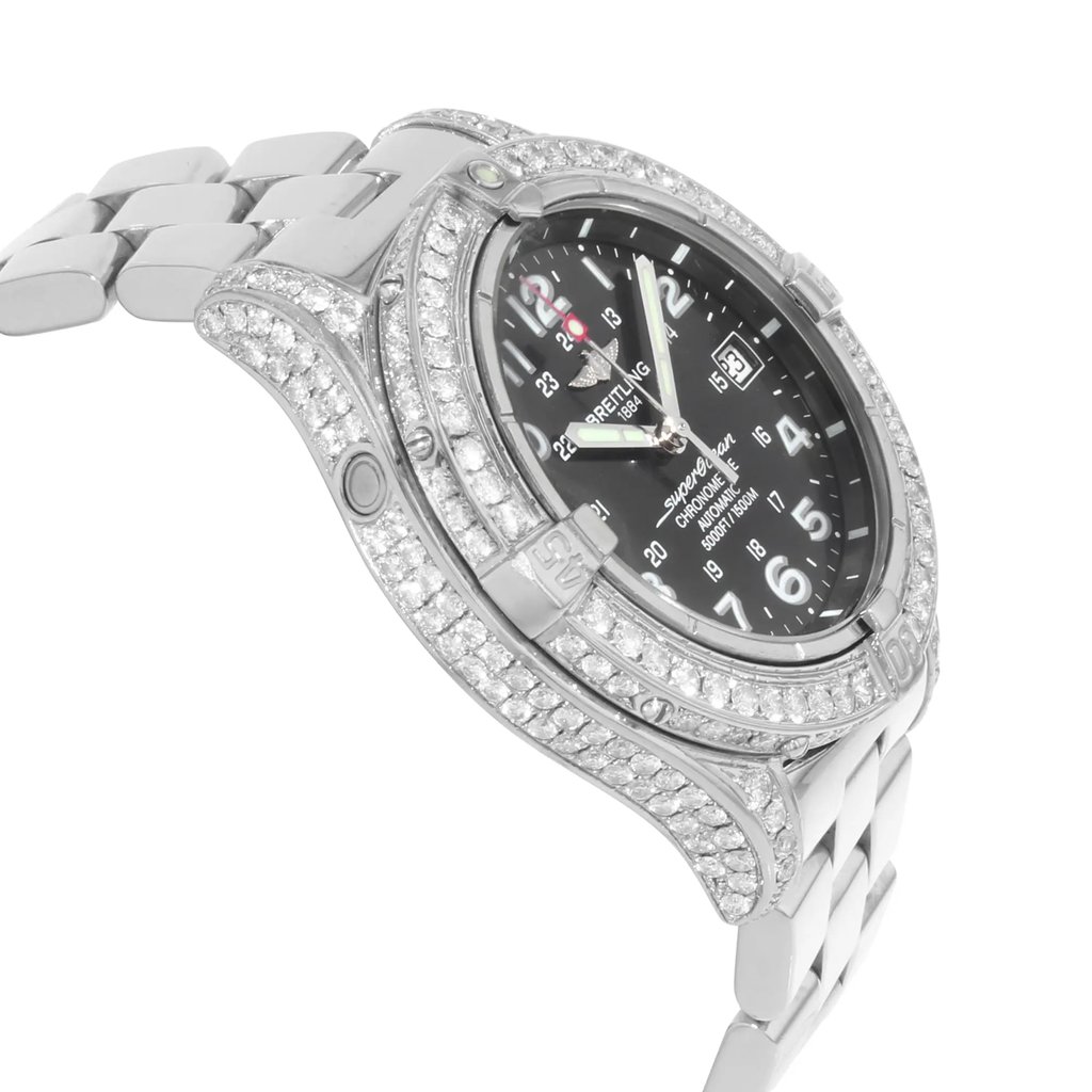 View Of Opposite Crown Facing Side Of Breitling A17360 Stainless Steel Watch Pre Owned Condition