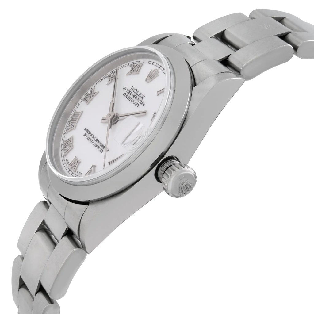 View Of Crown Facing Side Of Rolex 68240 Stainless Steel Watch Pre Owned Condition