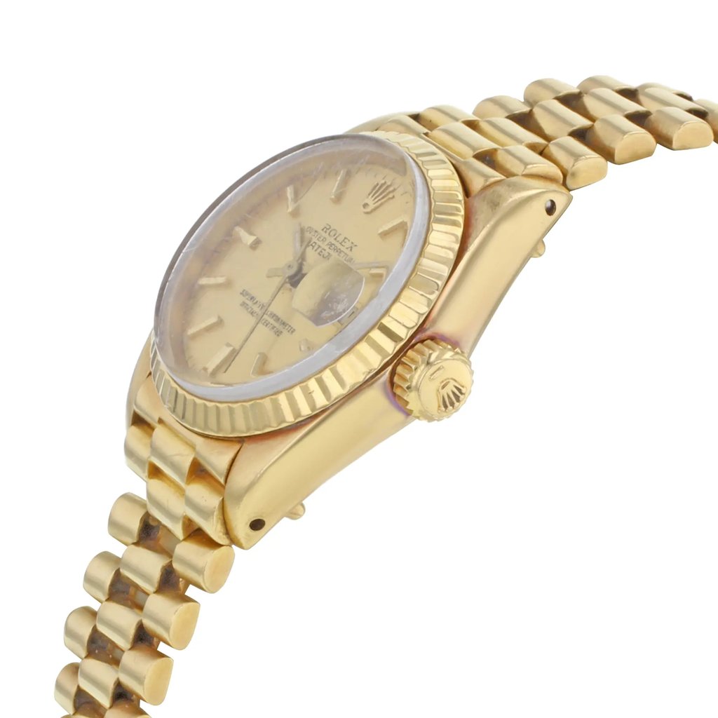 View Of Crown Facing Side Of Rolex 6917 Gold 18kt Watch Pre Owned Condition
