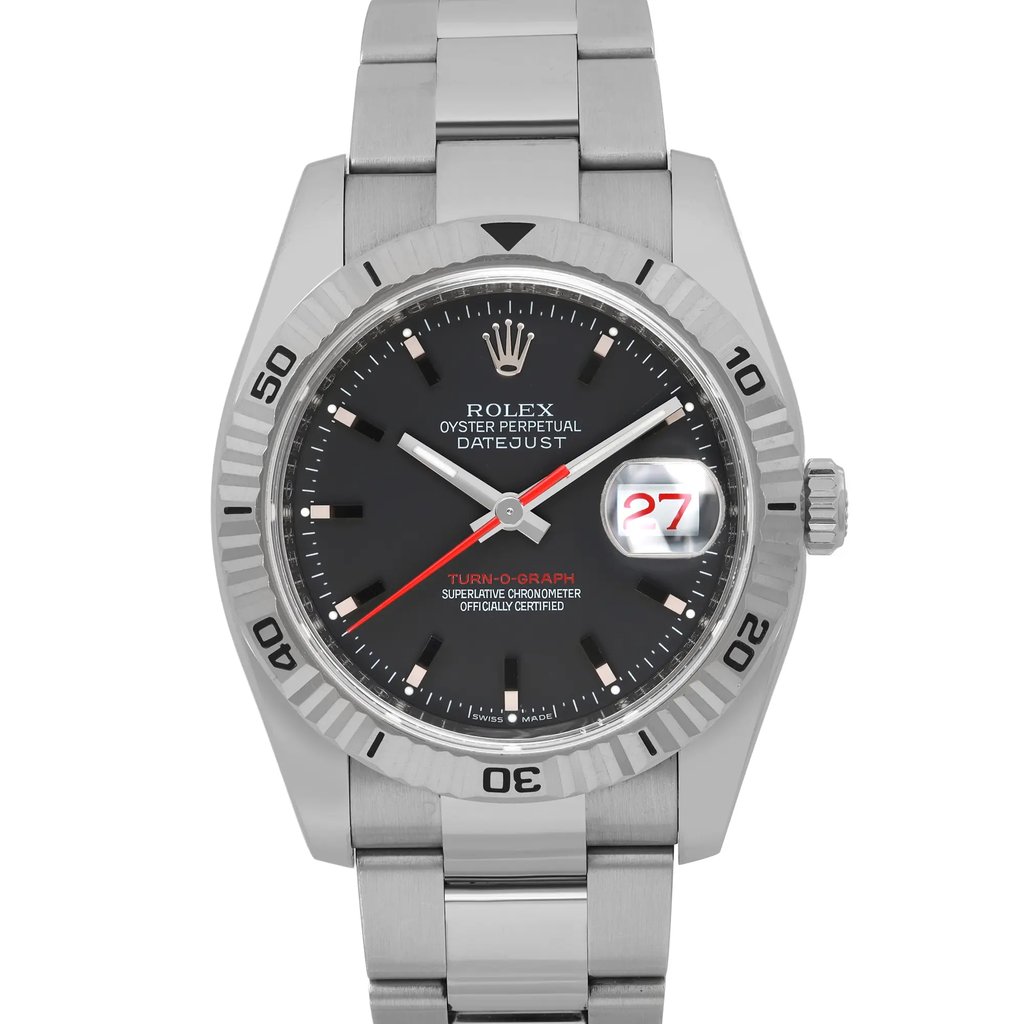 Up Close Front Facing Picture Of Rolex 116264 Stainless Steel Watch Pre Owned Condition