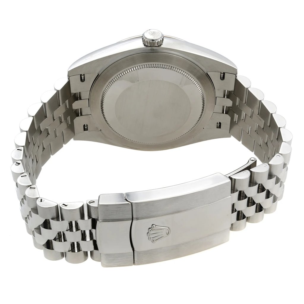 Back View Of Solid Back Case And Closed Stainless Steel Band Of Rolex 126334 blrj Watch Pre Owned Condition