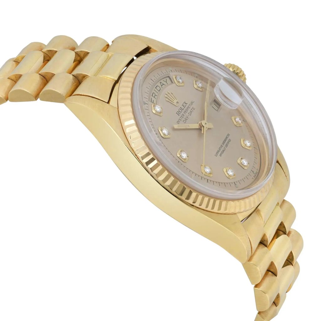 View Of Opposite Crown Facing Side Of Rolex 1803 Gold 18kt Watch Pre Owned Condition