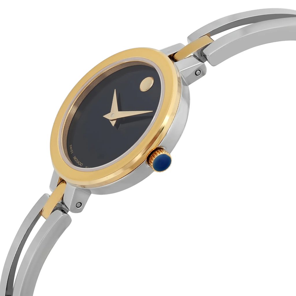 View Of Crown Facing Side Of Movado 0607472 Stainless Steel Watch Pre Owned Condition