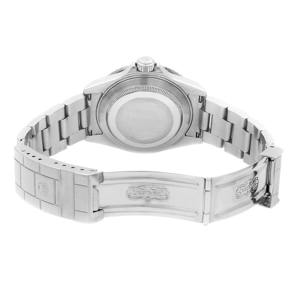 Back View Of {Caseback} Back Case And Open Stainless Steel Band Of Rolex 16610T Watch Pre Owned Condition