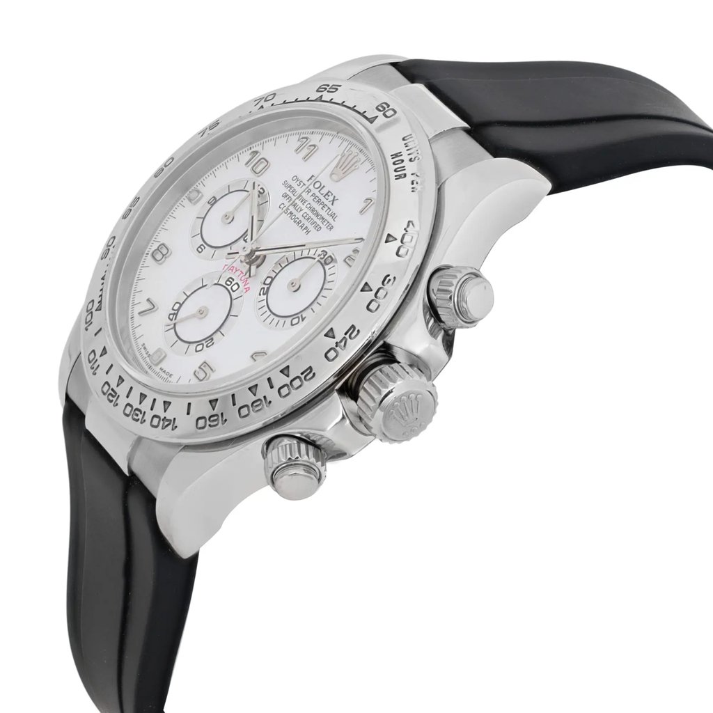 View Of Crown Facing Side Of Rolex 116519 White Gold Watch Pre Owned Condition