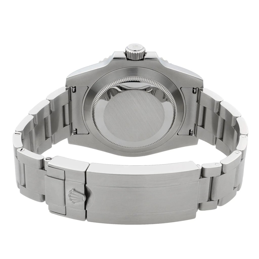 Back View Of Solid Back Case And Closed Stainless Steel Band Of Rolex 114060 Watch Pre Owned Condition
