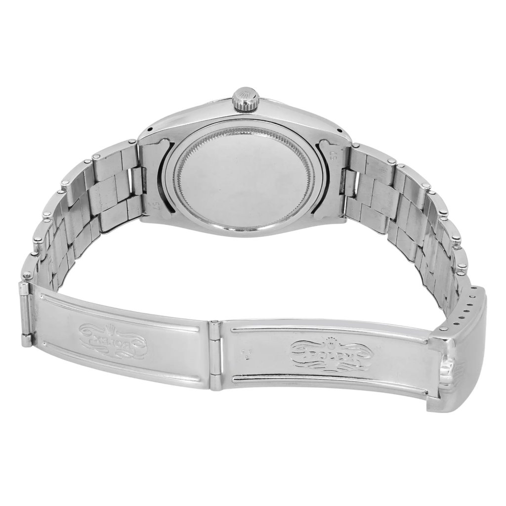Back View Of Screwback Back Case And Open Stainless Steel Band Of Rolex 6694 Watch Pre Owned Condition