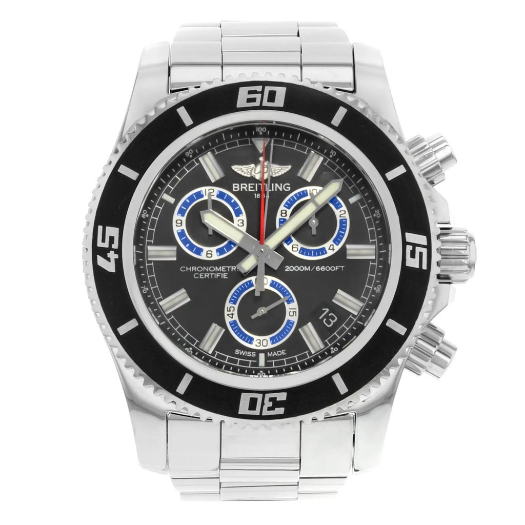 Up Close Front Facing Picture Of Breitling A73310A8/BB74-160A Stainless Steel Watch Pre Owned Condition