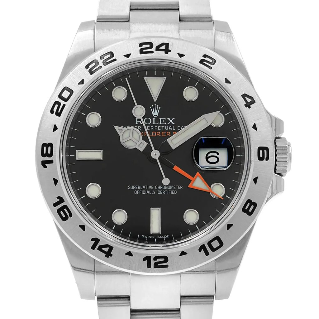 Up Close Front Facing Picture Of Rolex 216570 BKSO Stainless Steel Watch Pre Owned Condition