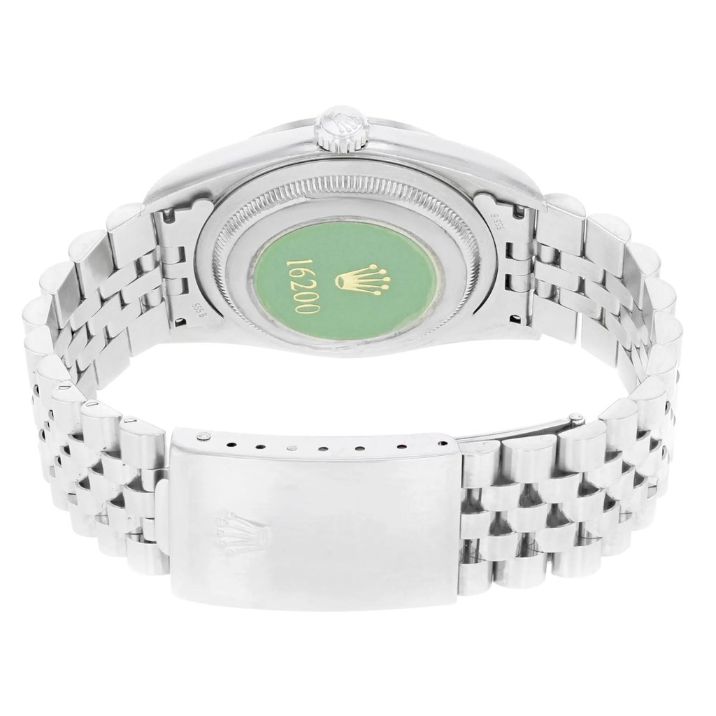 Back View Of {Caseback} Back Case And Closed Stainless Steel Band Of Rolex 16200 Watch Pre Owned Condition