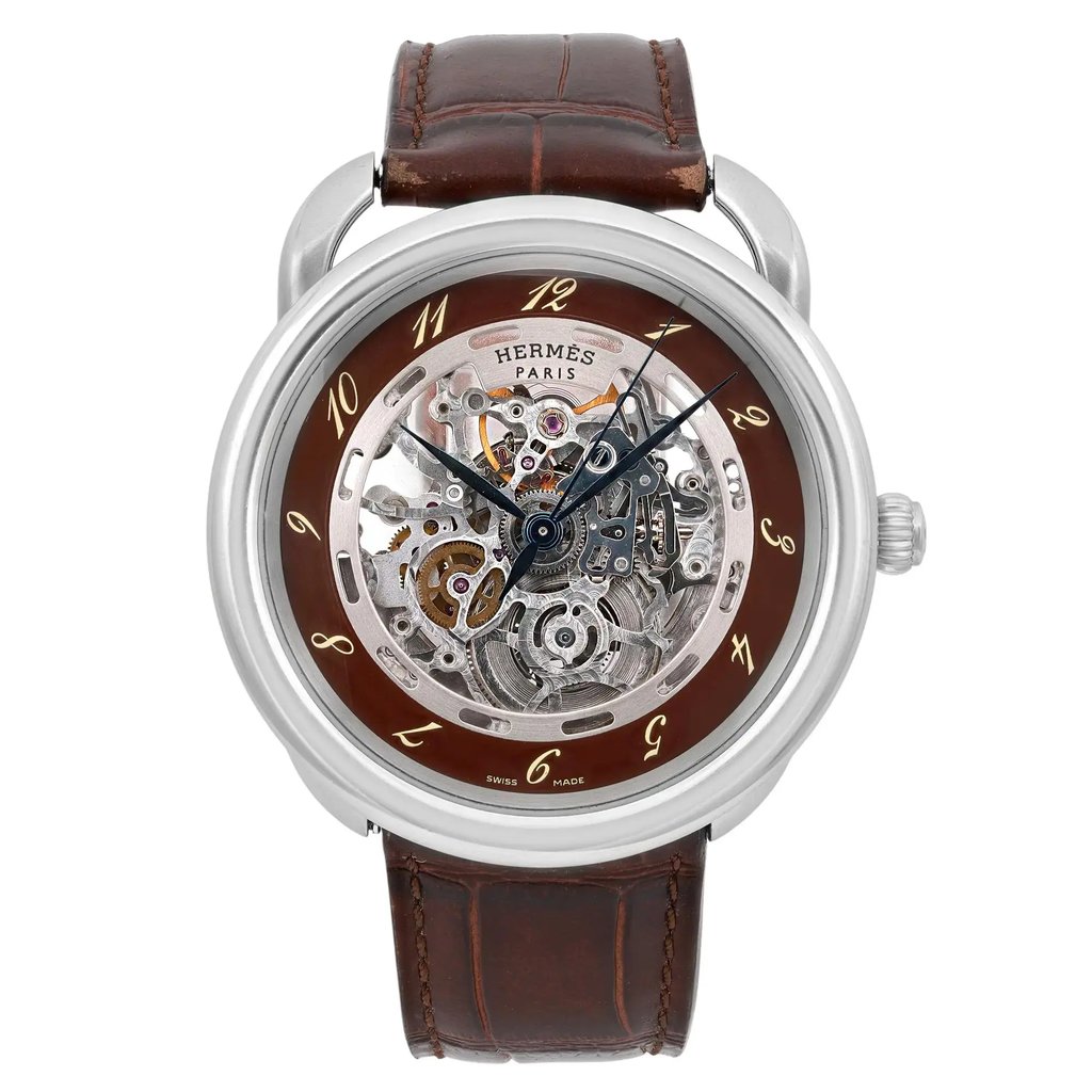 Front Full View Of Hermes AR6.710 Stainless Steel Watch Pre Owned Condition Good