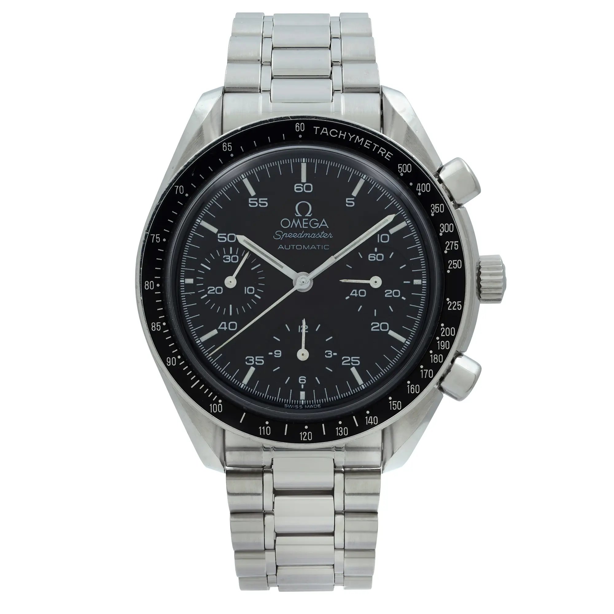 Front Full View Of OMEGA 3510.50.00 Stainless Steel Watch Pre Owned Condition Good