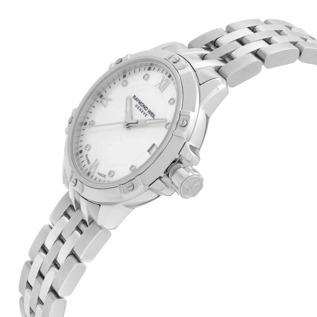 View Of Crown Facing Side Of RAYMOND WEIL 5960-ST-00995 Stainless Steel Watch Unworn Condition