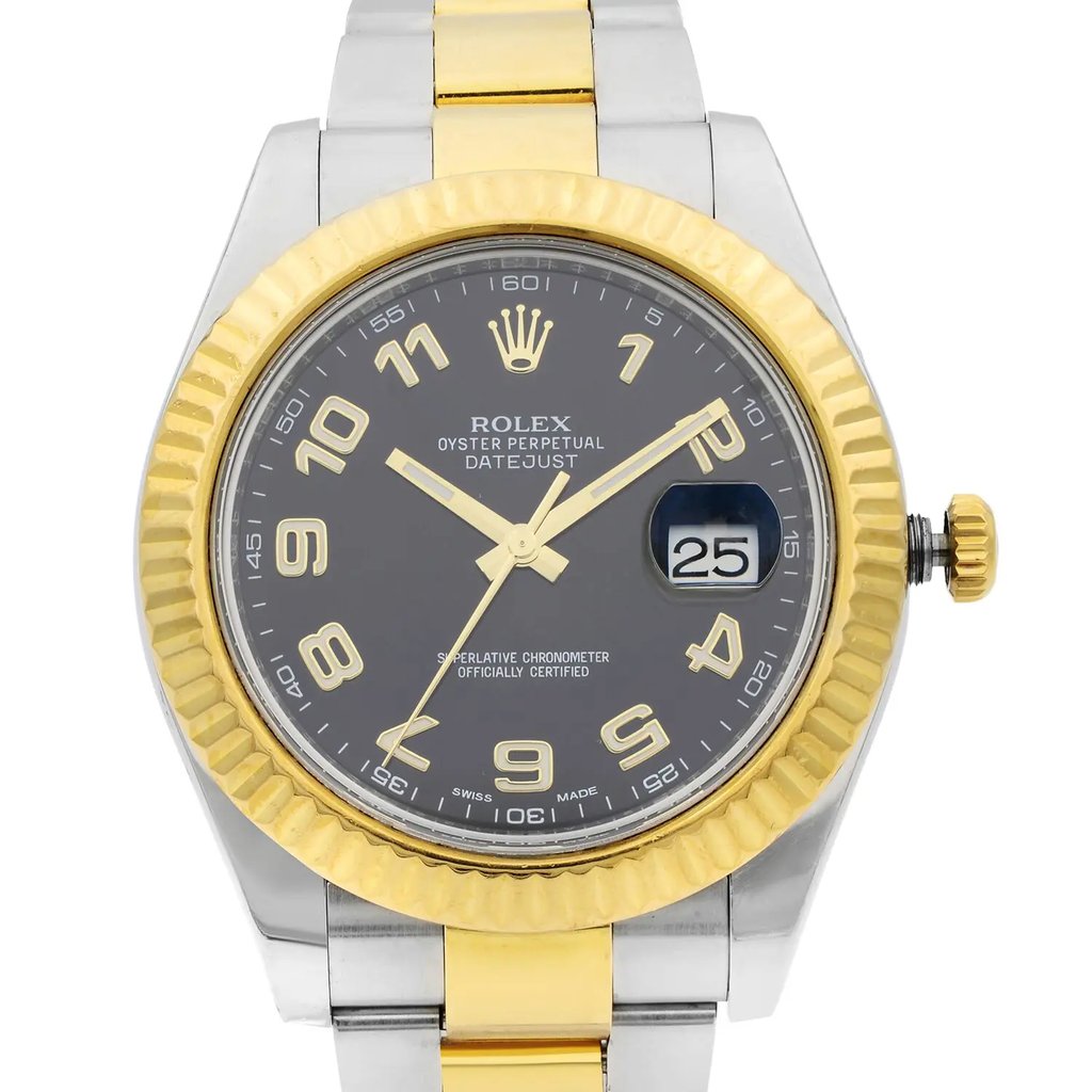 Up Close Front Facing Picture Of Rolex 116333BKAO Stainless Steel Watch Pre Owned Condition