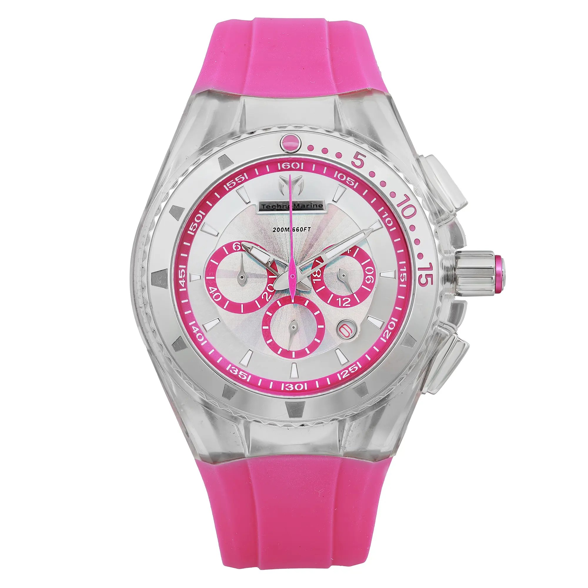 Front Full View Of TechnoMarine 111031 Stainless Steel Watch New With Defects Condition Good