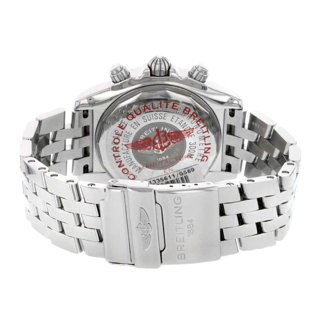Back View Of {Caseback} Back Case And Closed Stainless Steel Band Of Breitling A1335611/G569-SS Watch Display Model Condition