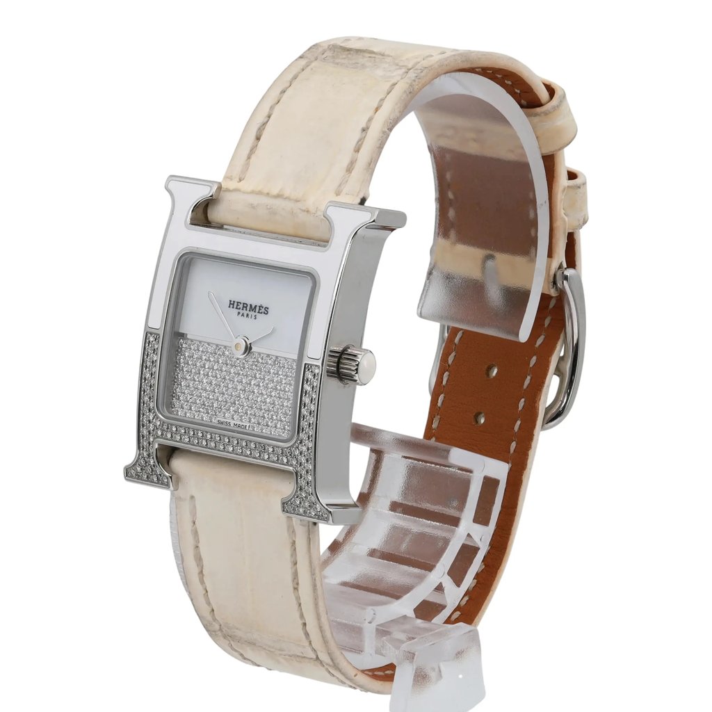 View Of Crown Facing Side Of HERMÈS HH1.234 Stainless Steel Watch Pre Owned Condition