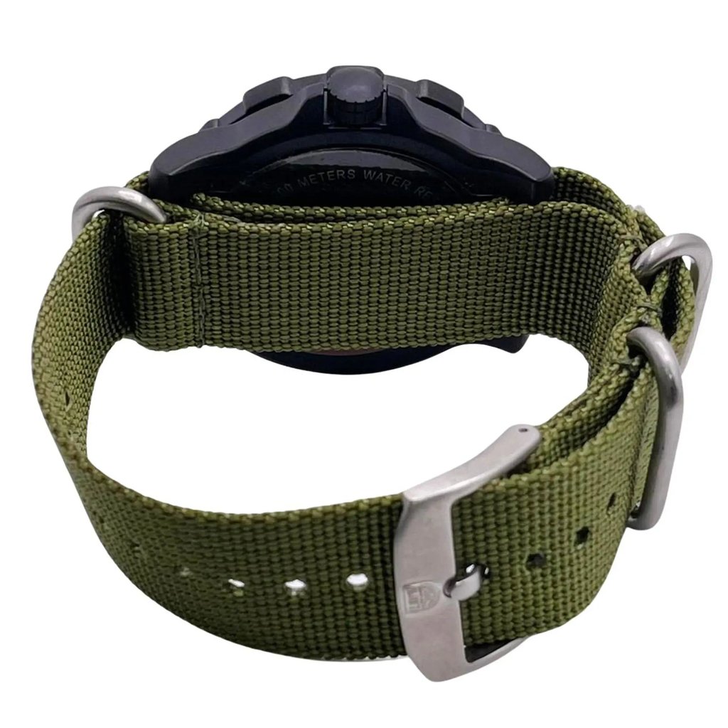 Back View Of Screwback Back Case And Closed Nylon Band Of Luminox  XL.8826.MI Watch Display Model Condition