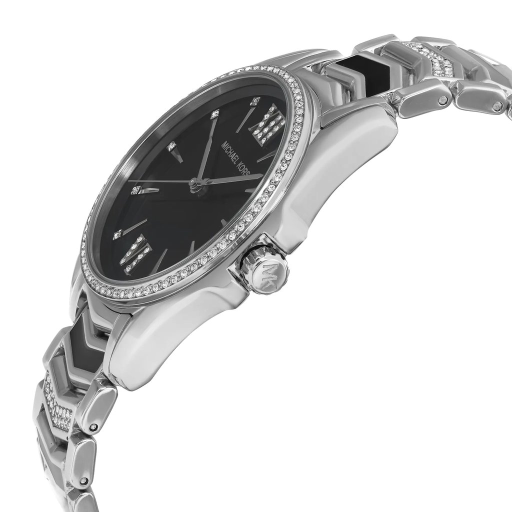 View Of Crown Facing Side Of Michael Kors MK6742 Stainless Steel Watch Display Model Condition