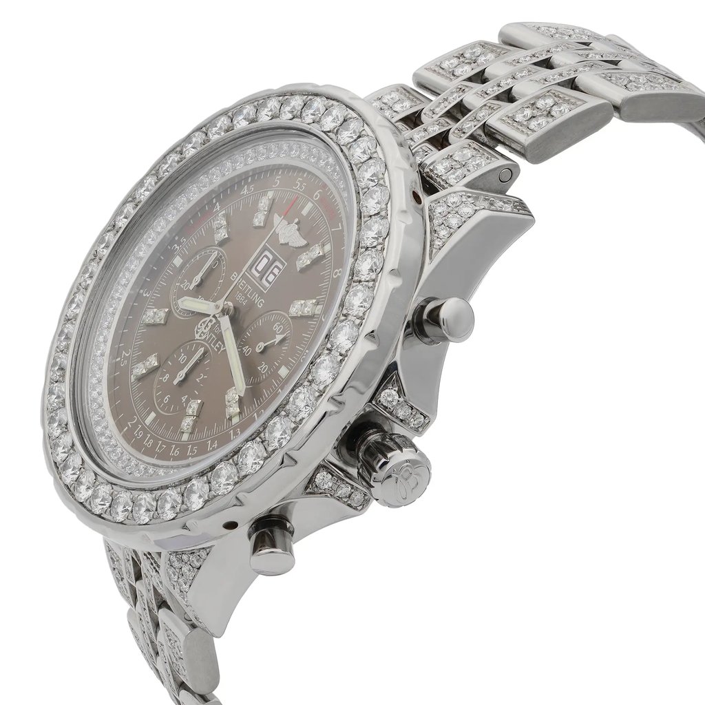 View Of Crown Facing Side Of Breitling A44362 Stainless Steel Watch Pre Owned Condition