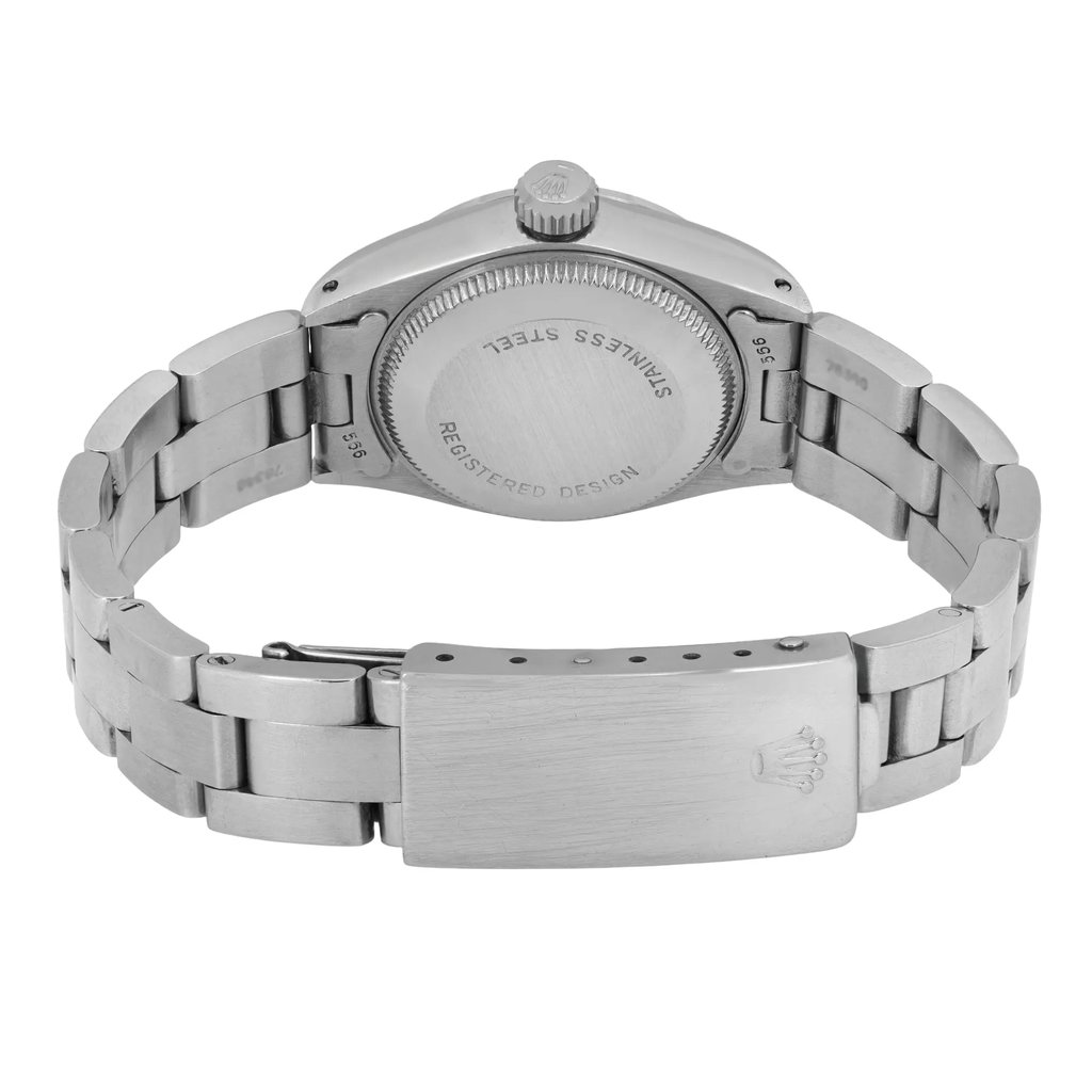 Back View Of Solid Back Case And Closed Stainless Steel Band Of Rolex 6916 Watch Pre Owned Condition