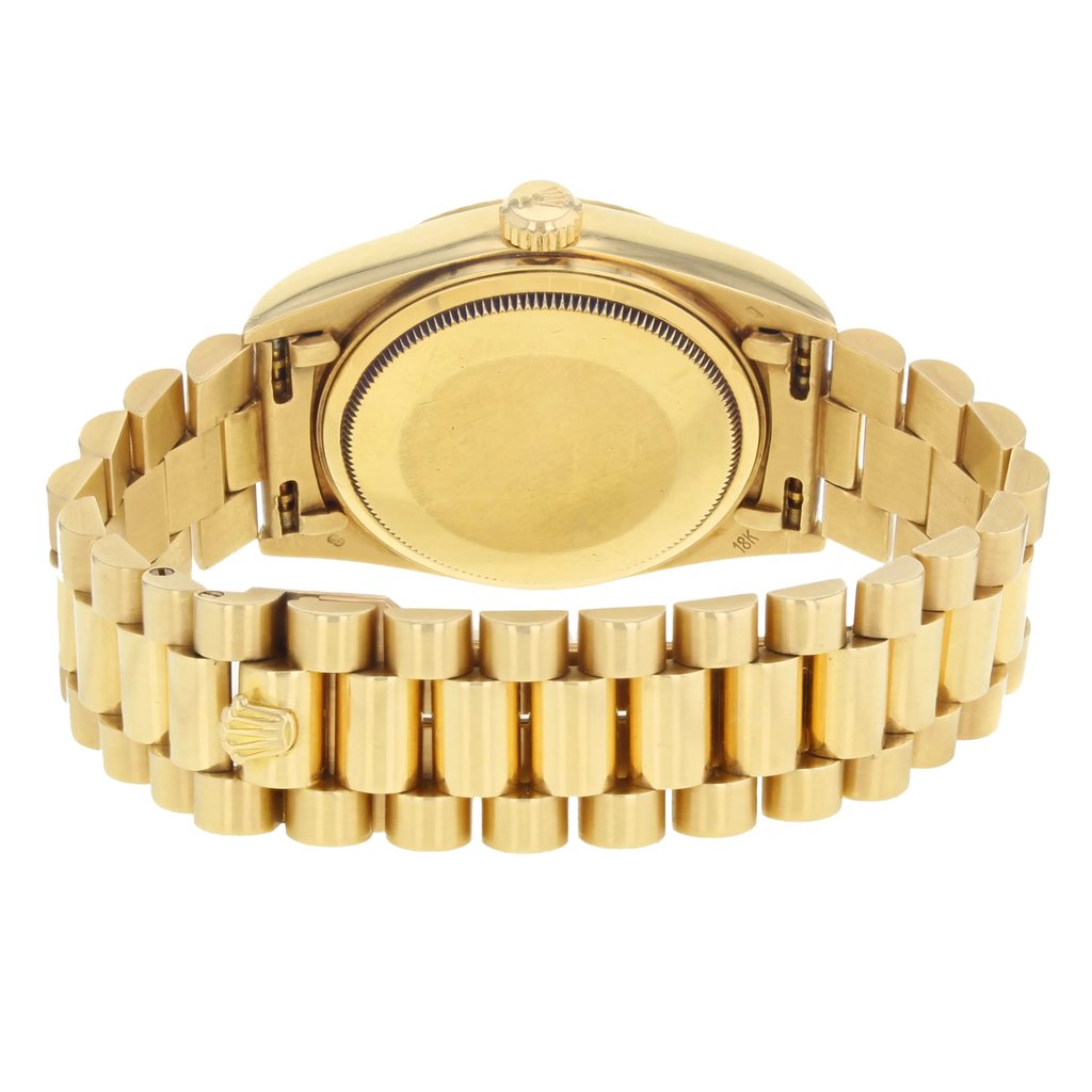 Back View Of {Caseback} Back Case And Closed Gold Band Of Rolex 18038 Watch Pre Owned Condition