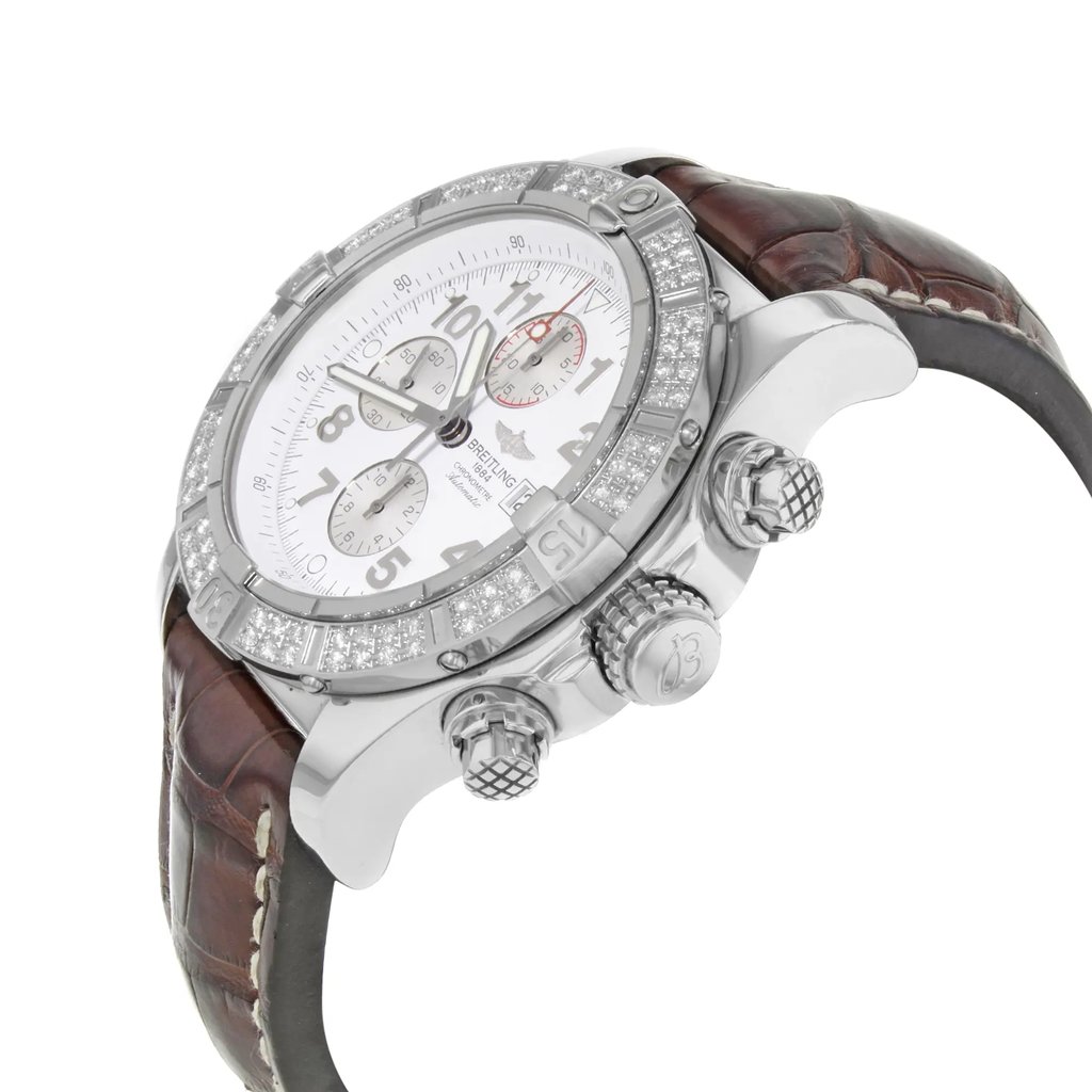View Of Crown Facing Side Of Breitling A13370 Stainless Steel Watch Pre Owned Condition