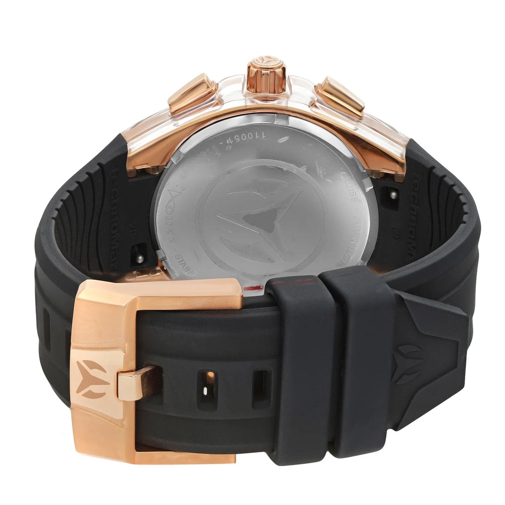 Back View Of Solid Back Case And Closed Rubber Band Of TechnoMarine 110051 Watch New With Defects Condition
