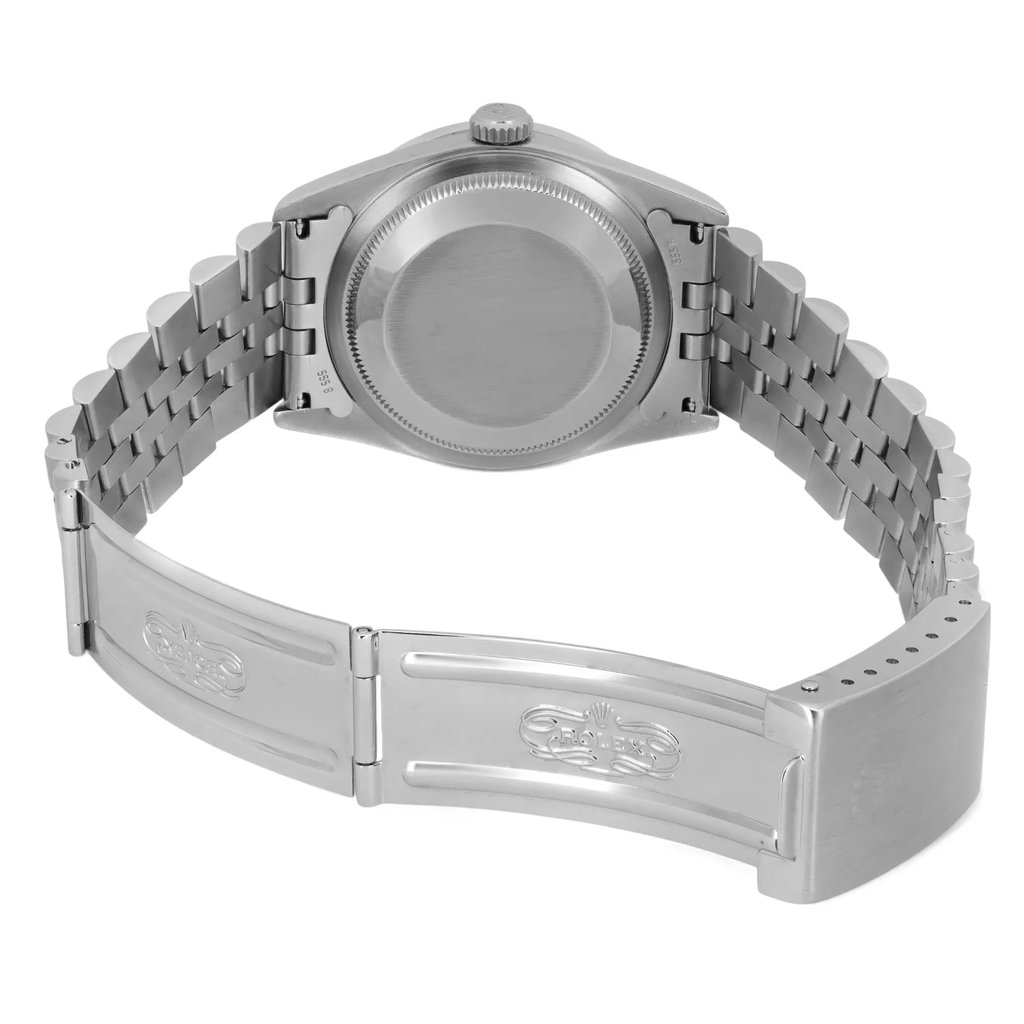 Back View Of Solid Back Case And Open Stainless Steel Band Of Rolex 16200 Watch Pre Owned Condition