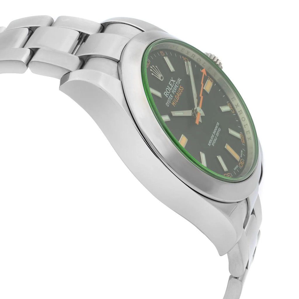 View Of Opposite Crown Facing Side Of Rolex 116400GV Stainless Steel Watch Pre Owned Condition