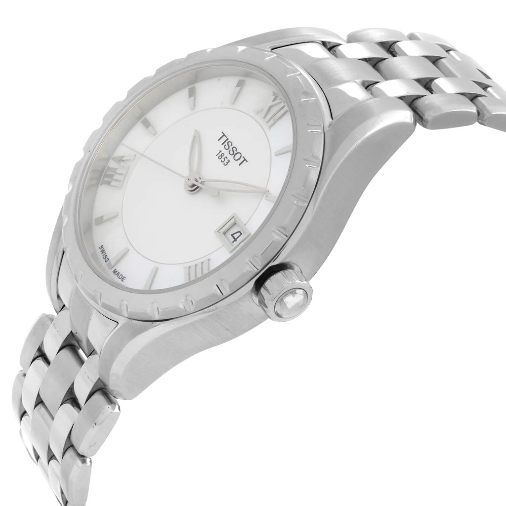 View Of Crown Facing Side Of Tissot T072.210.11.118.00 Stainless Steel Watch Unworn Condition