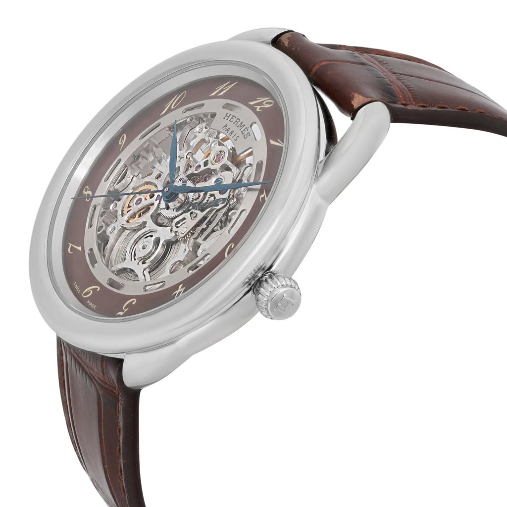 View Of Crown Facing Side Of Hermes AR6.710 Stainless Steel Watch Pre Owned Condition