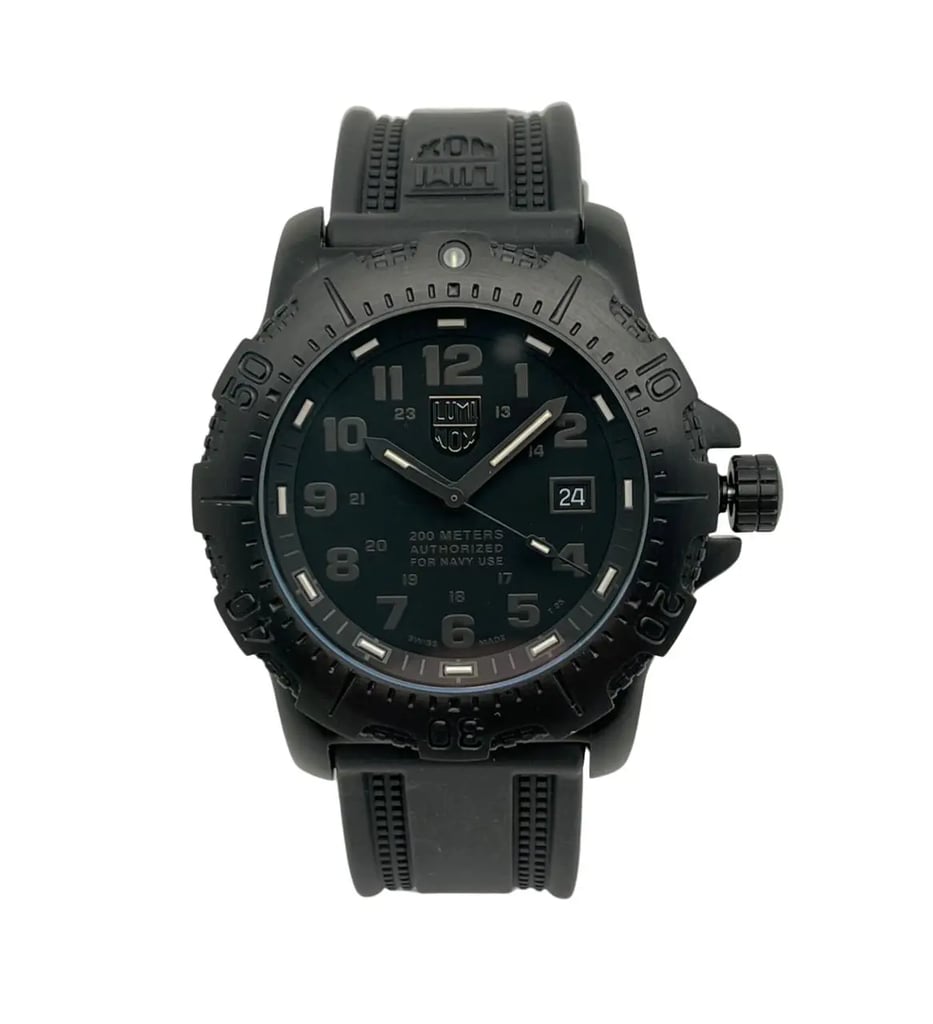 Up Close Front Facing Picture Of Luminox 4221.BO.NSF Stainless Steel Watch Unworn Condition